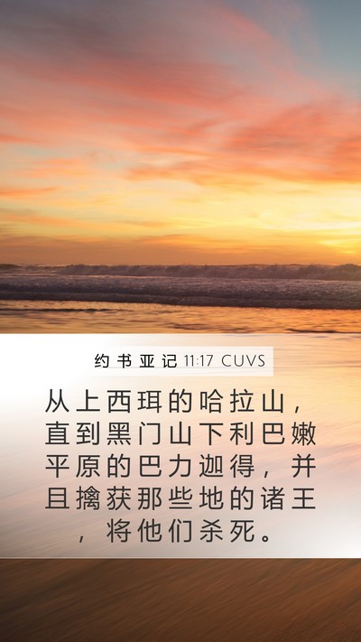 约 书 亚 记 11:17 CUVS Mobile Phone Wallpaper - 从 上 西 珥 的 哈 拉 山 ， 直 到 黑 - Mobile Bible Verse Wallpaper