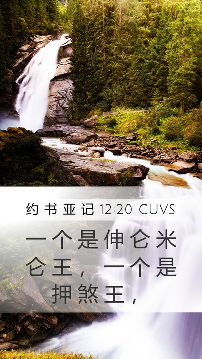 约 书 亚 记 12:20 CUVS Mobile Phone Wallpaper - 一 个 是 伸 仑 米 仑 王 ， 一 个 是 - Mobile Bible Verse Wallpaper