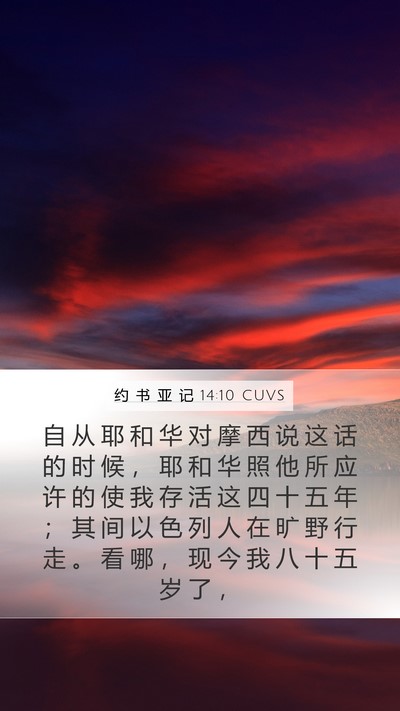 约 书 亚 记 14:10 CUVS Mobile Phone Wallpaper - 自 从 耶 和 华 对 摩 西 说 这 话 的 - Mobile Bible Verse Wallpaper