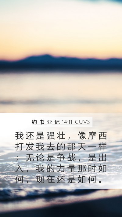 约 书 亚 记 14:11 CUVS Mobile Phone Wallpaper - 我 还 是 强 壮 ， 像 摩 西 打 发 我 - Mobile Bible Verse Wallpaper