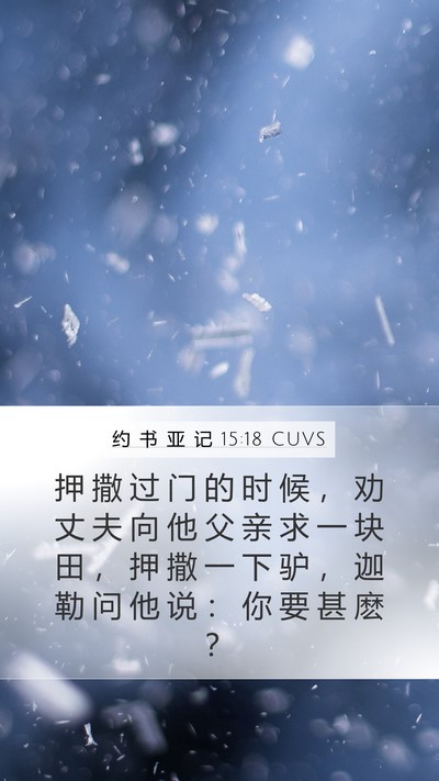 约 书 亚 记 15:18 CUVS Mobile Phone Wallpaper - 押 撒 过 门 的 时 候 ， 劝 丈 夫 向 - Mobile Bible Verse Wallpaper