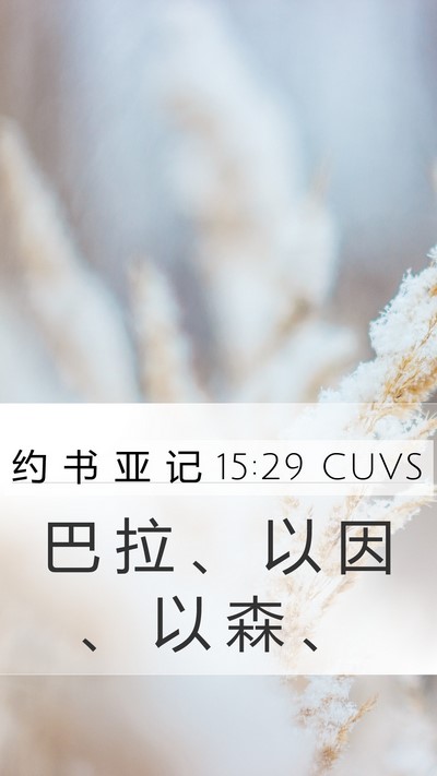 约 书 亚 记 15:29 CUVS Mobile Phone Wallpaper - 巴 拉 、 以 因 、 以 森 - Mobile Bible Verse Wallpaper