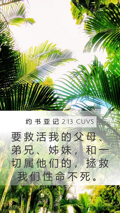 约 书 亚 记 2:13 CUVS Mobile Phone Wallpaper - 要 救 活 我 的 父 母 、 弟 兄 、 姊 - Mobile Bible Verse Wallpaper