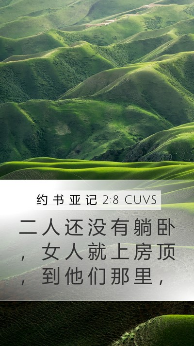 约 书 亚 记 2:8 CUVS Mobile Phone Wallpaper - 二 人 还 没 有 躺 卧 ， 女 人 就 上 - Mobile Bible Verse Wallpaper