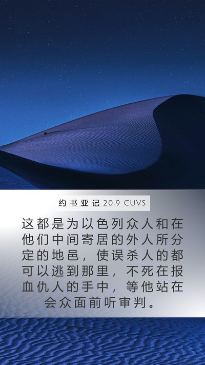 约 书 亚 记 20:9 CUVS Bible Verse Image