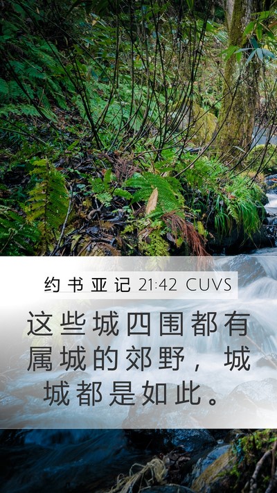 约 书 亚 记 21:42 CUVS Mobile Phone Wallpaper - 这 些 城 四 围 都 有 属 城 的 郊 野 - Mobile Bible Verse Wallpaper