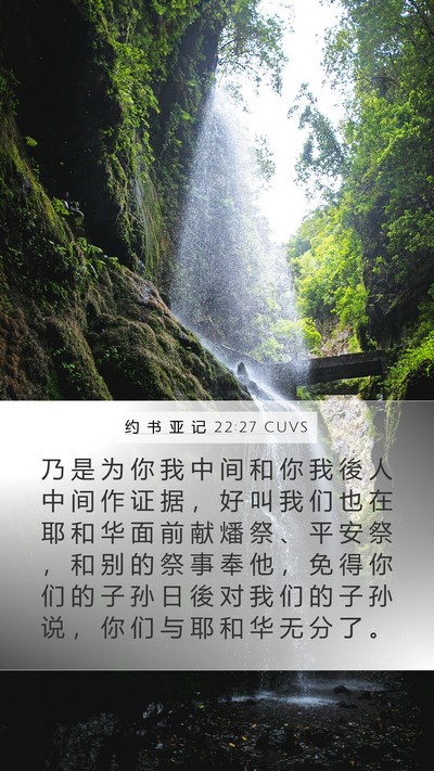 约 书 亚 记 22:27 CUVS Mobile Phone Wallpaper - 乃 是 为 你 我 中 间 和 你 我 後 人 - Mobile Bible Verse Wallpaper