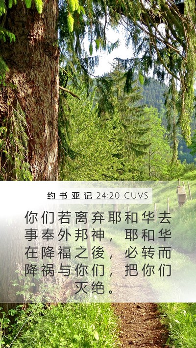 约 书 亚 记 24:20 CUVS Mobile Phone Wallpaper - 你 们 若 离 弃 耶 和 华 去 事 奉 外 - Mobile Bible Verse Wallpaper