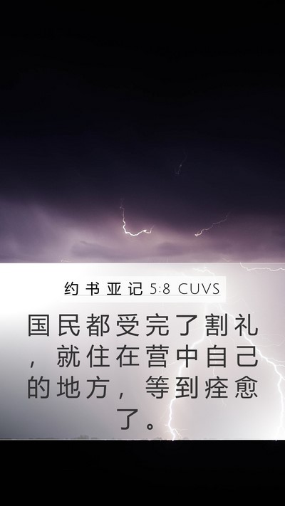 约 书 亚 记 5:8 CUVS Mobile Phone Wallpaper - 国 民 都 受 完 了 割 礼 ， 就 住 在 - Mobile Bible Verse Wallpaper