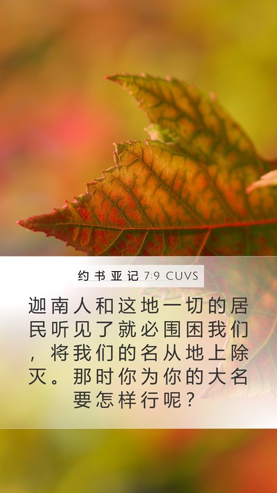 约 书 亚 记 7:9 CUVS Mobile Phone Wallpaper - 迦 南 人 和 这 地 一 切 的 居 民 听 - Mobile Bible Verse Wallpaper