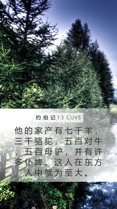 约 伯 记 1:3 CUVS Bible Verse Image