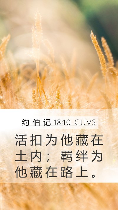 约 伯 记 18:10 CUVS Mobile Phone Wallpaper - 活 扣 为 他 藏 在 土 内 ； 羁 绊 为 - Mobile Bible Verse Wallpaper
