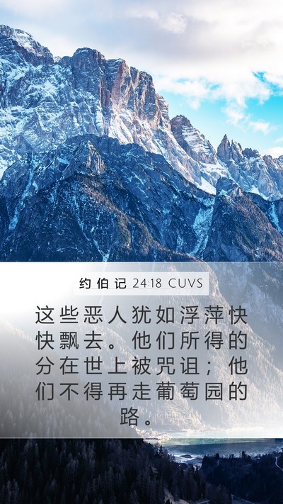约 伯 记 24:18 CUVS Mobile Phone Wallpaper - 这 些 恶 人 犹 如 浮 萍 快 快 飘 去 - Mobile Bible Verse Wallpaper