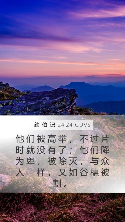 约 伯 记 24:24 CUVS Mobile Phone Wallpaper - 他 们 被 高 举 ， 不 过 片 时 就 没 - Mobile Bible Verse Wallpaper