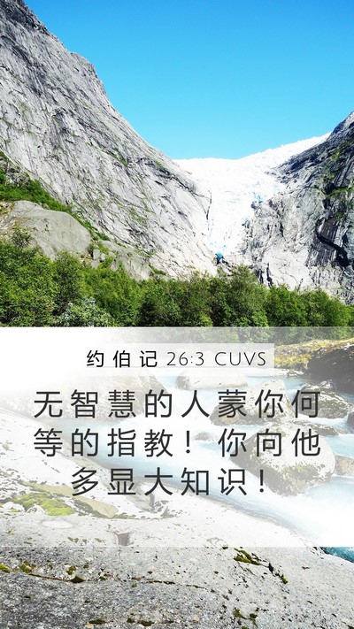 约 伯 记 26:3 CUVS Mobile Phone Wallpaper - 无 智 慧 的 人 蒙 你 何 等 的 指 教 - Mobile Bible Verse Wallpaper