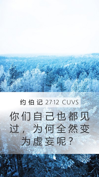 约 伯 记 27:12 CUVS Mobile Phone Wallpaper - 你 们 自 己 也 都 见 过 ， 为 何 全 - Mobile Bible Verse Wallpaper