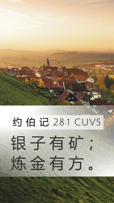 约 伯 记 28:1 CUVS Mobile Phone Wallpaper - 银 子 有 矿 ； 炼 金 有 方 - Mobile Bible Verse Wallpaper