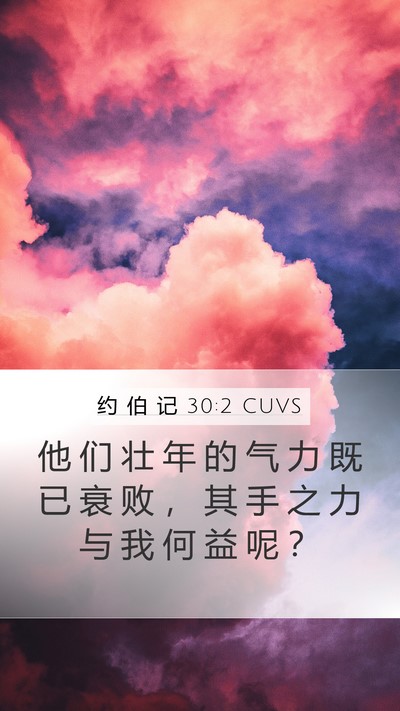 约 伯 记 30:2 CUVS Mobile Phone Wallpaper - 他 们 壮 年 的 气 力 既 已 衰 败 ， - Mobile Bible Verse Wallpaper