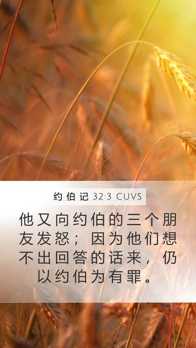 约 伯 记 32:3 CUVS Bible Verse Image