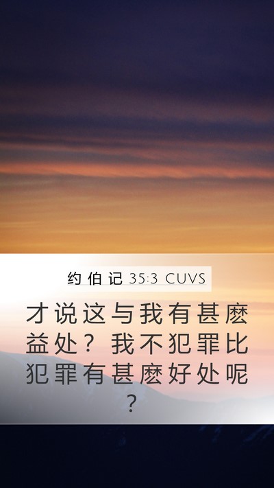 约 伯 记 35:3 CUVS Bible Verse Image