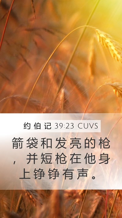 约 伯 记 39:23 CUVS Mobile Phone Wallpaper - 箭 袋 和 发 亮 的 枪 ， 并 短 枪 在 - Mobile Bible Verse Wallpaper