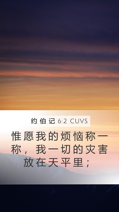 约 伯 记 6:2 CUVS Bible Verse Image