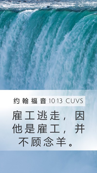 约 翰 福 音 10:13 CUVS Bible Verse Image
