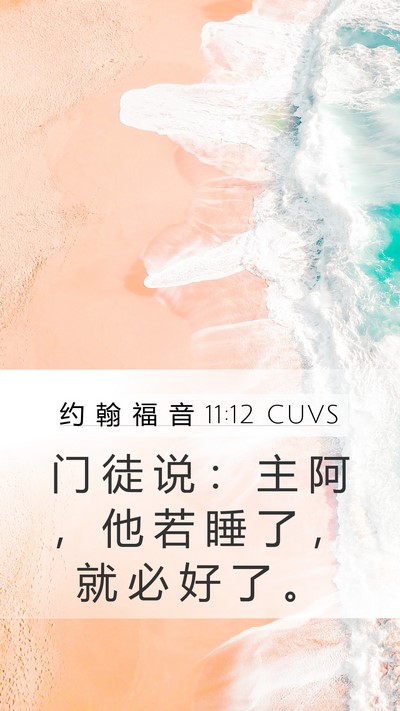 约 翰 福 音 11:12 CUVS Mobile Phone Wallpaper - 门 徒 说 ： 主 阿 ， 他 若 睡 了 ， - Mobile Bible Verse Wallpaper