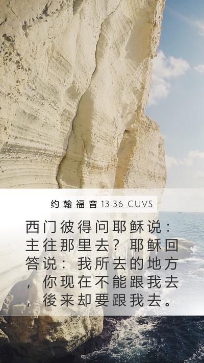 约 翰 福 音 13:36 CUVS Bible Verse Image