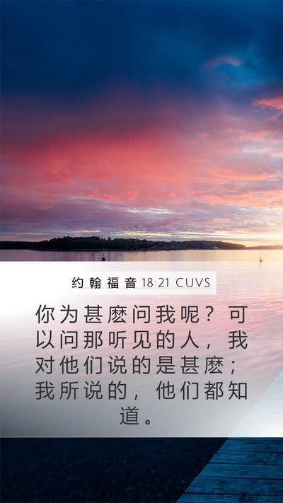约 翰 福 音 18:21 CUVS Mobile Phone Wallpaper - 你 为 甚 麽 问 我 呢 ？ 可 以 问 那 - Mobile Bible Verse Wallpaper