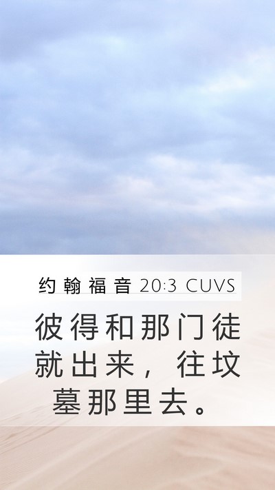 约 翰 福 音 20:3 CUVS Mobile Phone Wallpaper - 彼 得 和 那 门 徒 就 出 来 ， 往 坟 - Mobile Bible Verse Wallpaper