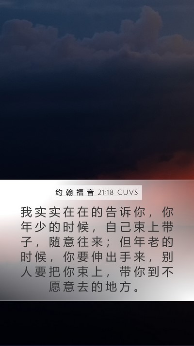 约 翰 福 音 21:18 CUVS Bible Verse Image