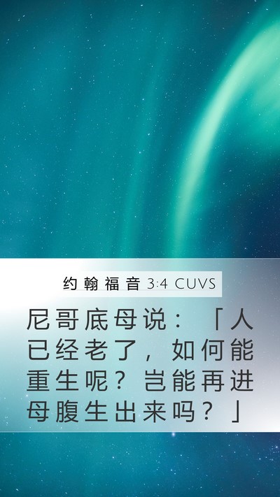 约 翰 福 音 3:4 CUVS Mobile Phone Wallpaper - 尼 哥 底 母 说 ： 「 人 已 经 老 了 - Mobile Bible Verse Wallpaper