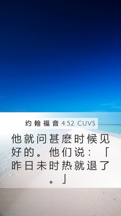 约 翰 福 音 4:52 CUVS Mobile Phone Wallpaper - 他 就 问 甚 麽 时 候 见 好 的 。 他 - Mobile Bible Verse Wallpaper