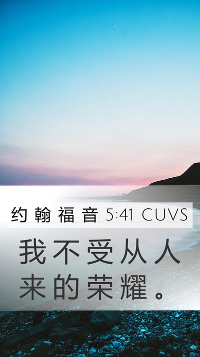 约 翰 福 音 5:41 CUVS Mobile Phone Wallpaper - 我 不 受 从 人 来 的 荣 耀 - Mobile Bible Verse Wallpaper