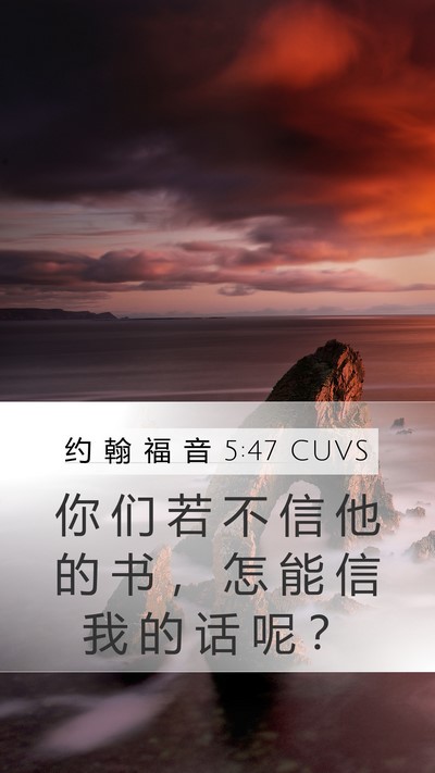 约 翰 福 音 5:47 CUVS Mobile Phone Wallpaper - 你 们 若 不 信 他 的 书 ， 怎 能 信 - Mobile Bible Verse Wallpaper