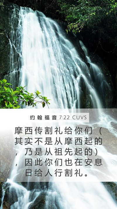 约 翰 福 音 7:22 CUVS Mobile Phone Wallpaper - 摩 西 传 割 礼 给 你 们 （ 其 实 不 - Mobile Bible Verse Wallpaper