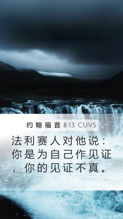 约 翰 福 音 8:13 CUVS Mobile Phone Wallpaper - 法 利 赛 人 对 他 说 ： 你 是 为 自 - Mobile Bible Verse Wallpaper