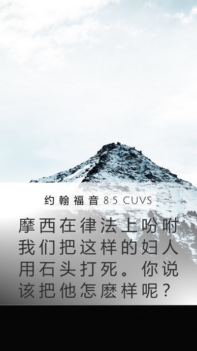 约 翰 福 音 8:5 CUVS Mobile Phone Wallpaper - 摩 西 在 律 法 上 吩 咐 我 们 把 这 - Mobile Bible Verse Wallpaper