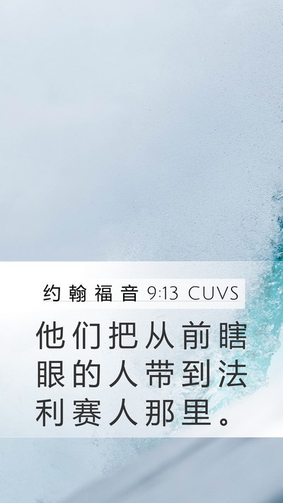 约 翰 福 音 9:13 CUVS Mobile Phone Wallpaper - 他 们 把 从 前 瞎 眼 的 人 带 到 法 - Mobile Bible Verse Wallpaper