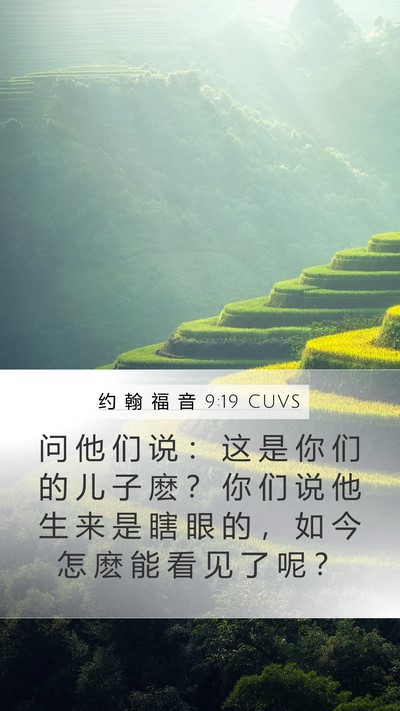 约 翰 福 音 9:19 CUVS Mobile Phone Wallpaper - 问 他 们 说 ： 这 是 你 们 的 儿 子 - Mobile Bible Verse Wallpaper