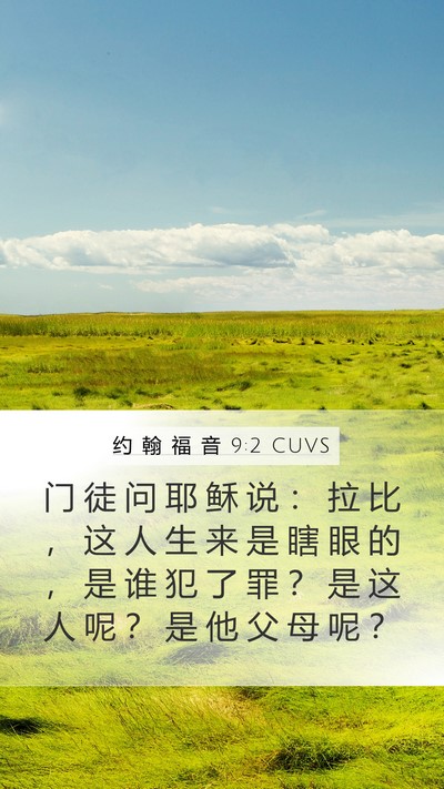 约 翰 福 音 9:2 CUVS Mobile Phone Wallpaper - 门 徒 问 耶 稣 说 ： 拉 比 ， 这 人 - Mobile Bible Verse Wallpaper