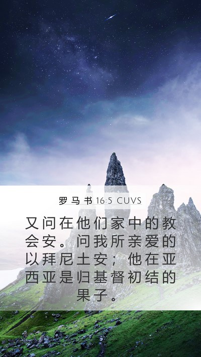 罗 马 书 16:5 CUVS Bible Verse Image
