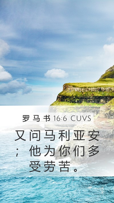 罗 马 书 16:6 CUVS Mobile Phone Wallpaper - 又 问 马 利 亚 安 ； 他 为 你 们 多 - Mobile Bible Verse Wallpaper