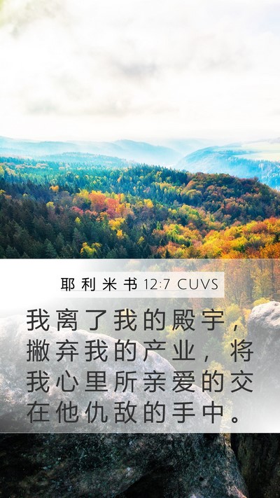 耶 利 米 书 12:7 CUVS Mobile Phone Wallpaper - 我 离 了 我 的 殿 宇 ， 撇 弃 我 的 - Mobile Bible Verse Wallpaper