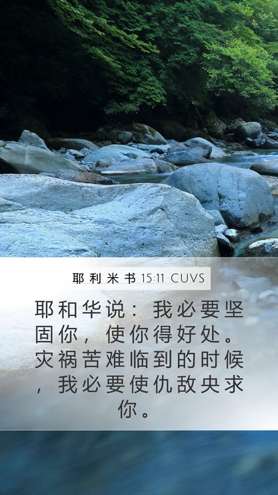 耶 利 米 书 15:11 CUVS Mobile Phone Wallpaper - 耶 和 华 说 ： 我 必 要 坚 固 你 ， - Mobile Bible Verse Wallpaper
