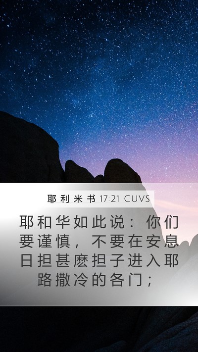 耶 利 米 书 17:21 CUVS Bible Verse Image