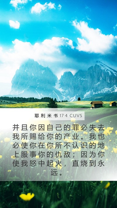 耶 利 米 书 17:4 CUVS Bible Verse Image