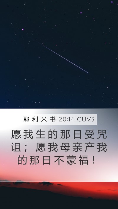 耶 利 米 书 20:14 CUVS Bible Verse Image