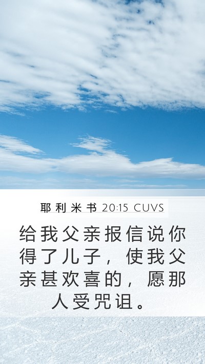耶 利 米 书 20:15 CUVS Mobile Phone Wallpaper - 给 我 父 亲 报 信 说 你 得 了 儿 子 - Mobile Bible Verse Wallpaper